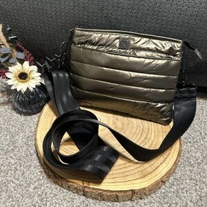 Think Rolyn Bum Bag 2.0 Metallic Bronze & Black Crossbody Purse